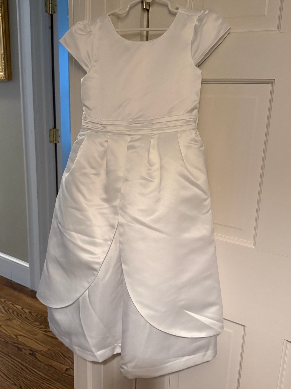 EUC GYMBOREE WHITE SATIN SPECIAL OCCASION DRESS FLOWER GIRL FIRST COMMUNION